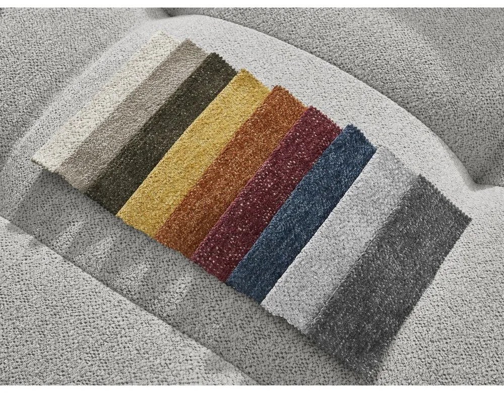 Jasnoszary rozkładany narożnik z tkaniny szenilowej ze schowkiem (prawostronny/z szezlongiem) Roxelane – Bobochic Paris