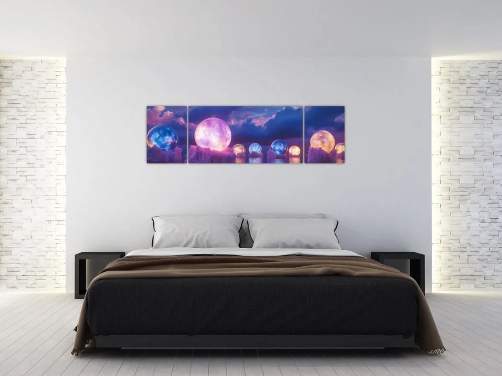 Obraz - Planety na wodzie (170x50 cm)