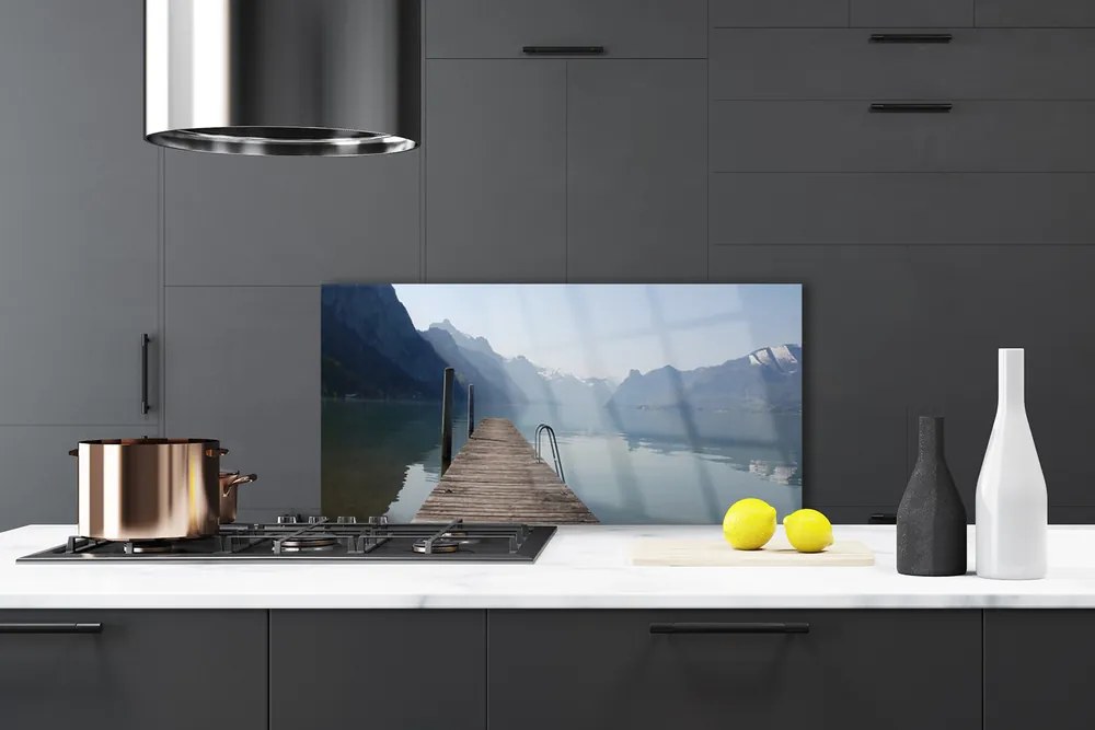 Panel Szklany Drewniane Molo nad Jeziorem