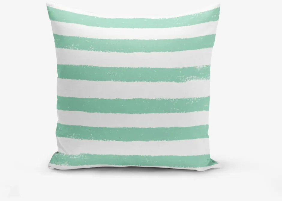 Poszewka na poduszkę z domieszką bawełny Minimalist Cushion Covers Su Green Striped Modern, 45x45 cm