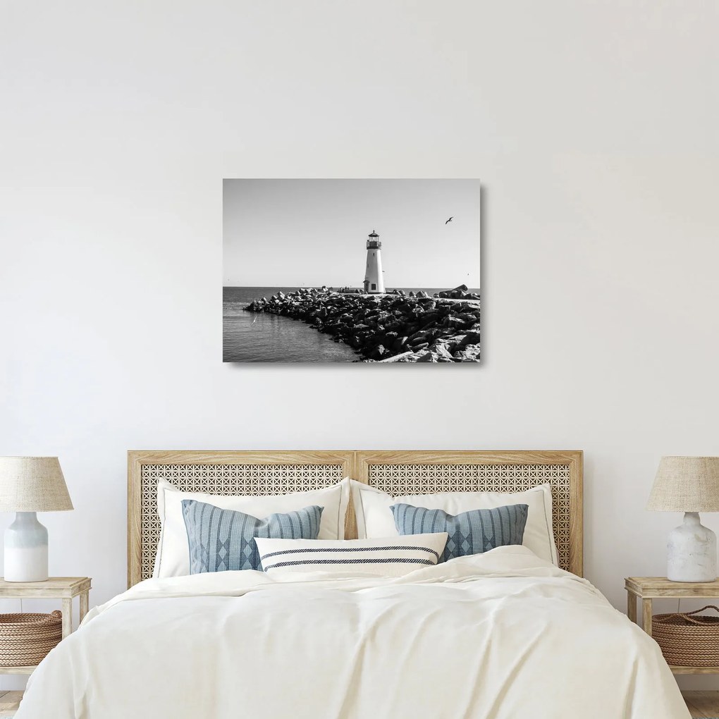 Obraz na szkle - Latarnia morska na wybrzeżu, Santa Cruz, Kalifornia (70x50 cm)