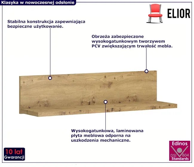 Minimalistyczna Półka Na Ścianę Dąb Artisan Ilobi