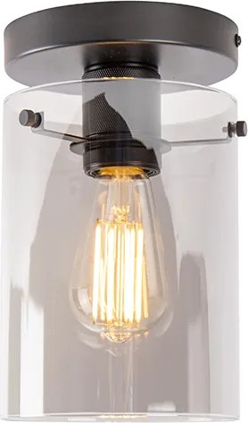 Designerska lampa sufitowa czarna z dymionym szkłem - Dome