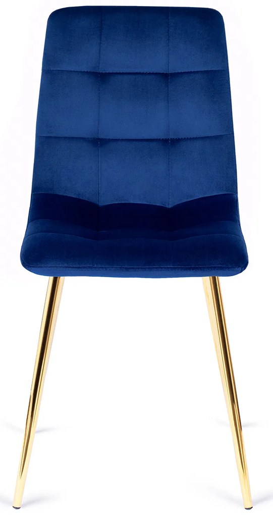 Krzesło Tapicerowane do Salonu YORK Granatowe Welurowe Nowoczesne Glamour