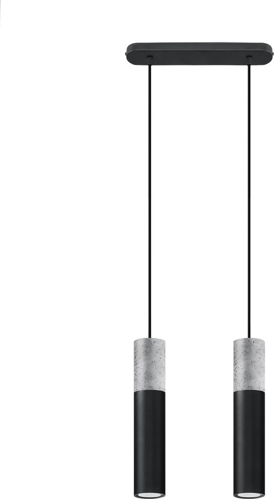 Czarna podwójna lampa wisząca betonowa 7X EX569 W6-B15
