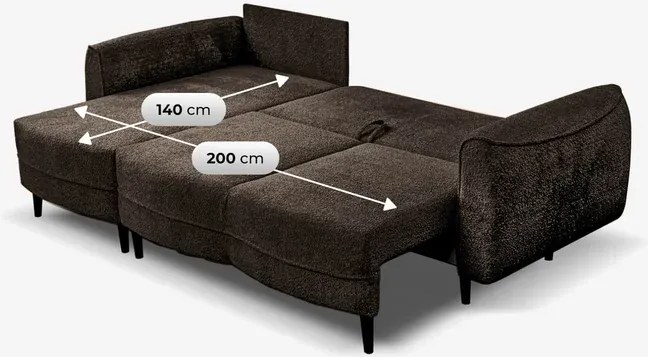 Narożnik z Funkcją Spania VELIO Rozkładany Mocca Boucle