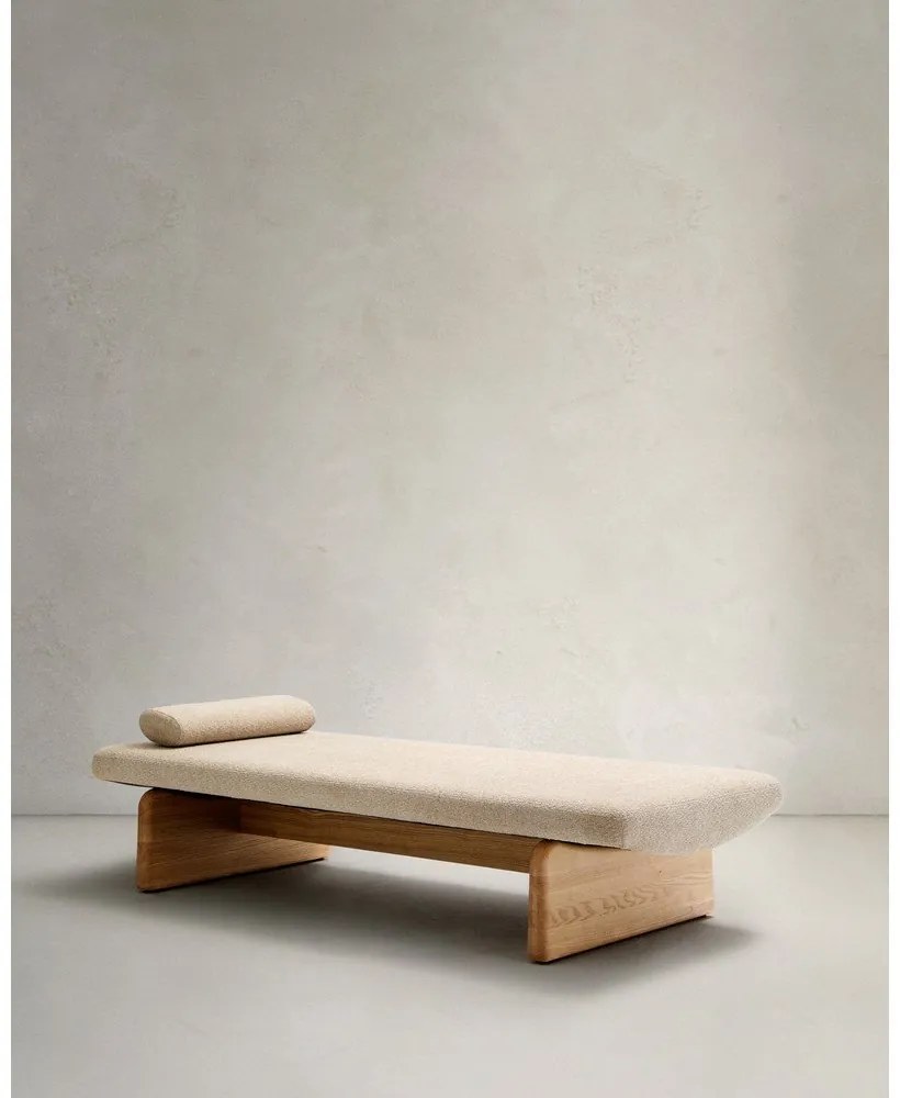 Beżowo-naturalny szezlong z tkaniny szenilowej (strona zmienna) Topaz – Kave Home