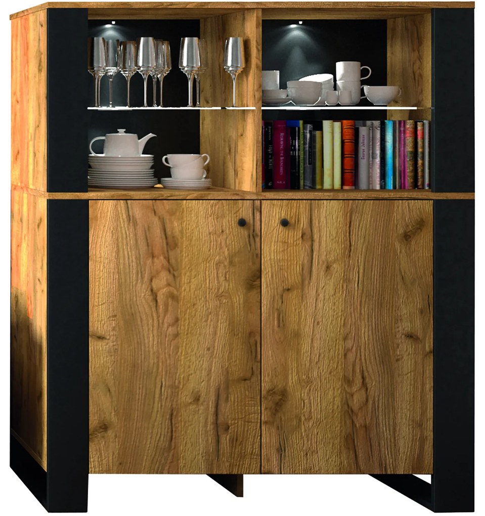 Komoda Dwudrzwiowa do Salonu ERISA 106 cm Dąb Craft/Złoty Loft