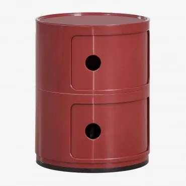 Zestaw 2 Okrągłych Stolików Nocnych Z Półkami Babel Czerwone Wino & 2 Szuflady - Sklum