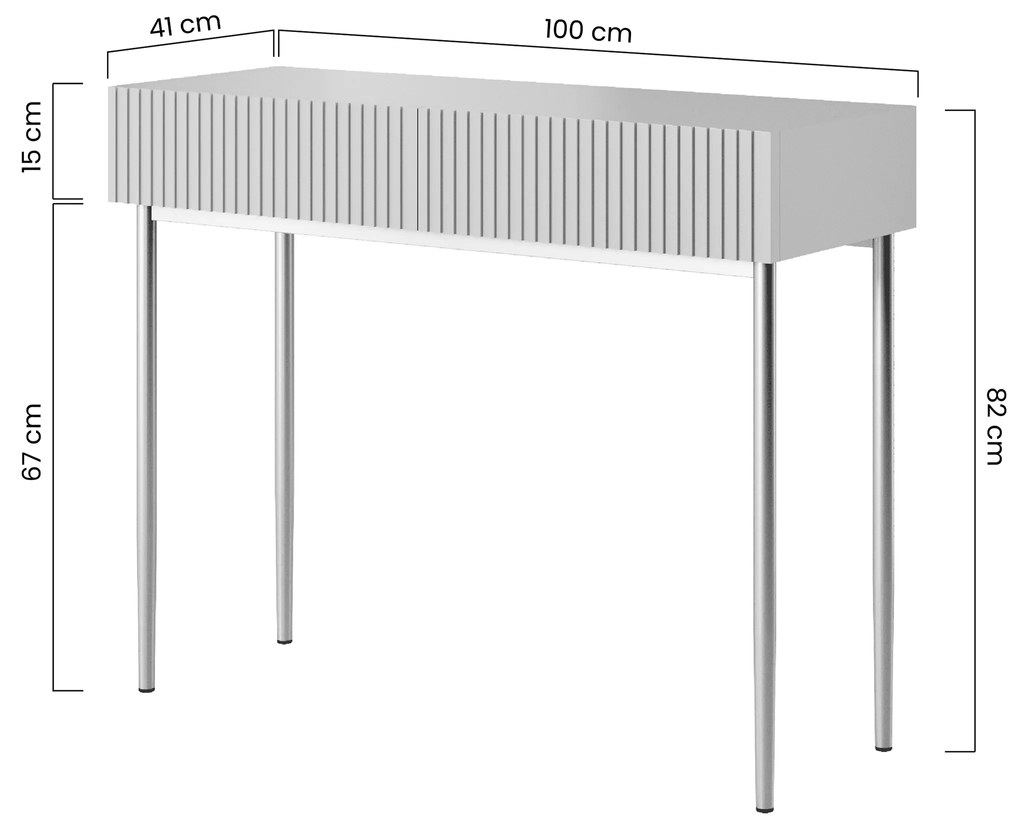 Konsola / toaletka Nicole 100 cm z szufladami - biały mat / złote nóżki