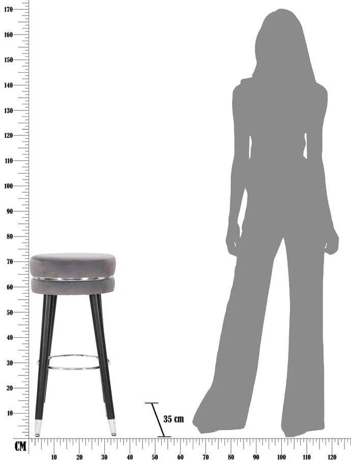 Szary tapicerowany hoker (wysokość siedziska 74 cm) Paris – Mauro Ferretti