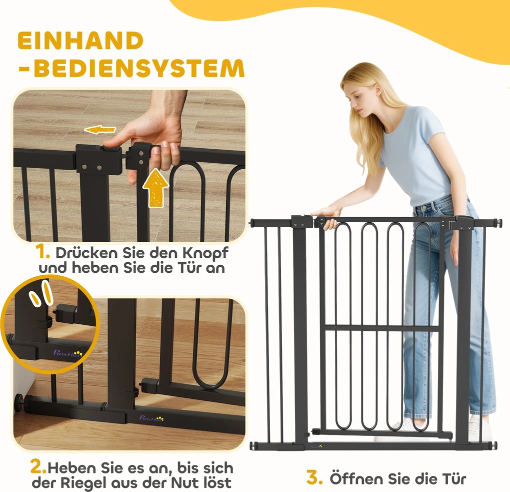 PawHut Bramka ochronna dla psów, 76-104 cm, bramka bez wiercenia, bramka na schody