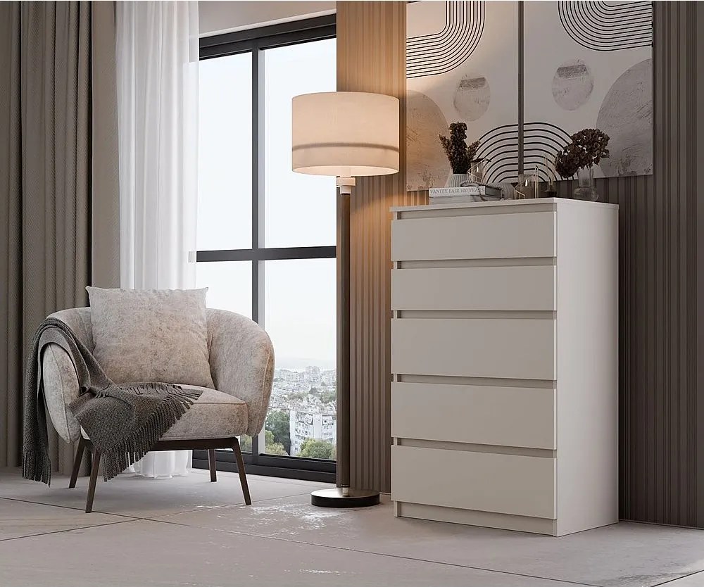 Komoda Malwa M5 | Kaszmir 5 | 70x40x109,5 cm | Komoda z 5 Szufladami