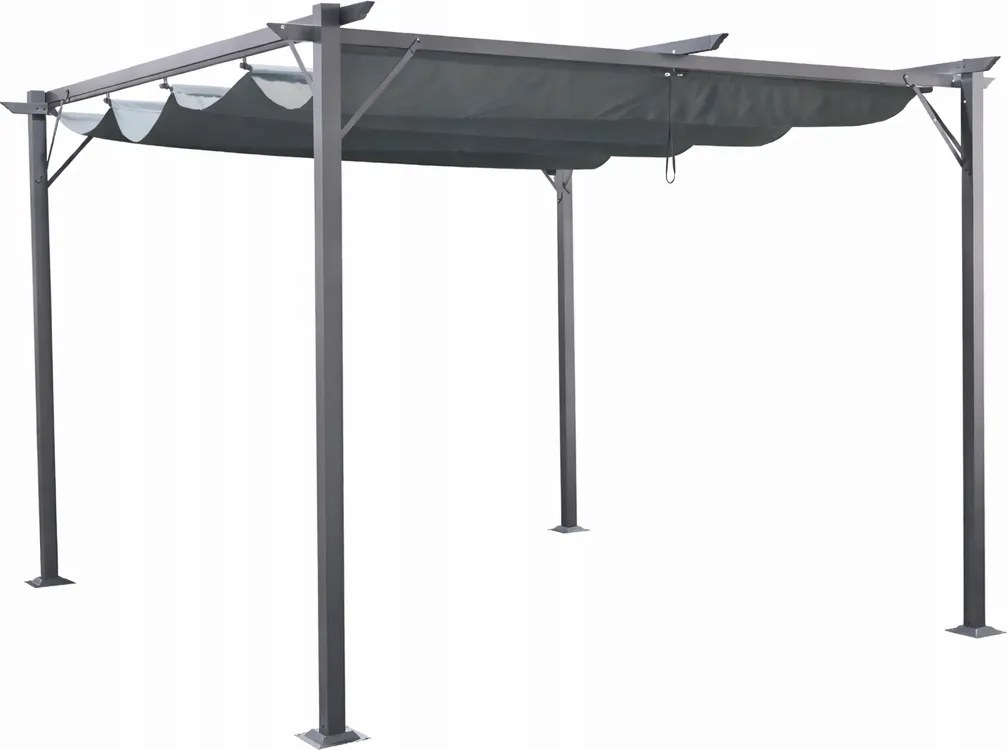 Pergola ogrodowa metalowa 3x3m z rozsuwanym dachem XT-3307, grafitowa