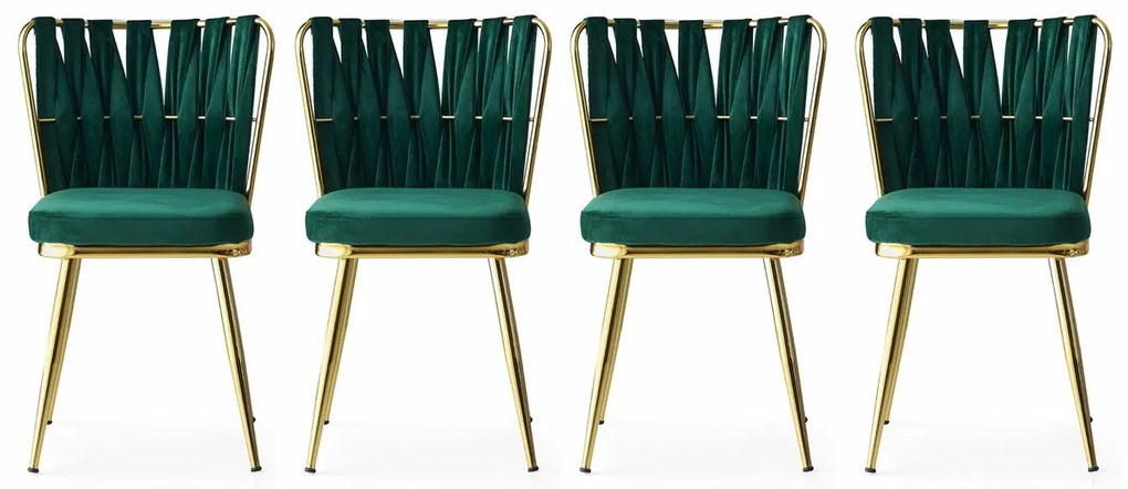 Zestaw krzeseł do jadalni Kusakli Green and Gold,4 szt.