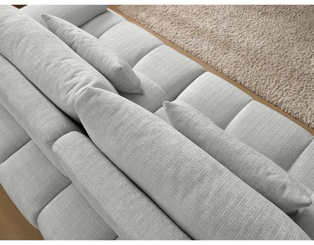 Jasnoszara sofa z tkaniny szenilowej 264 cm Ivane – Bobochic Paris