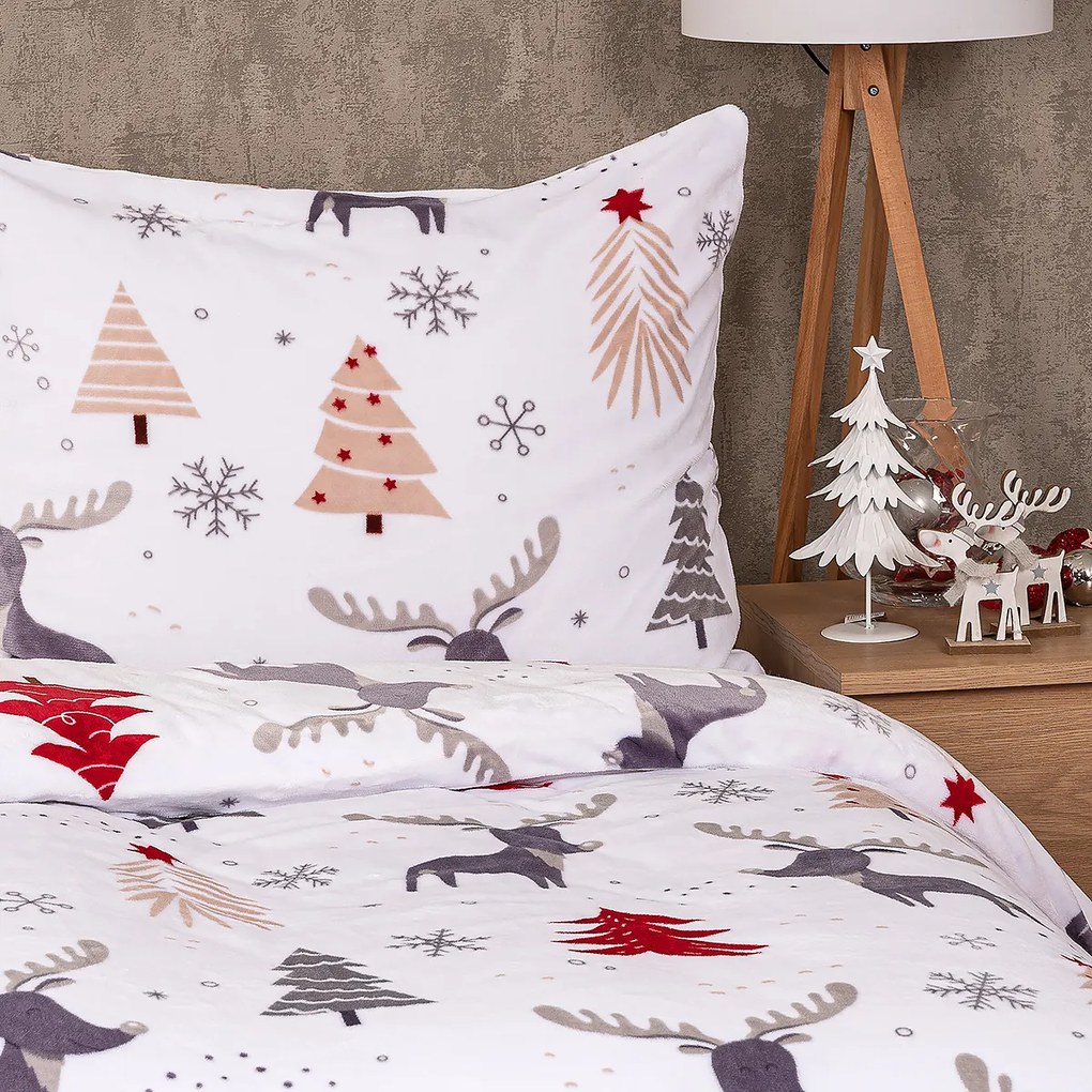 4Home Pościel mikroflanela Cute reindeer, 140 x 220 cm, 70 x 90 cm