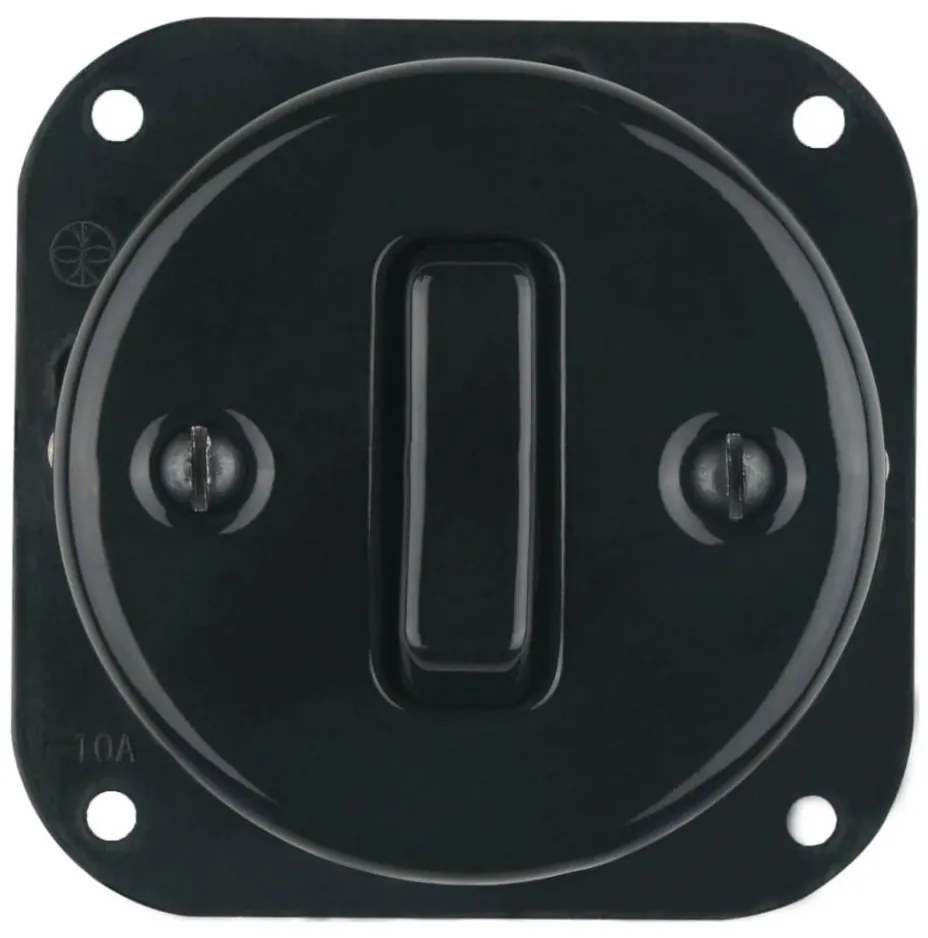 Bohemia-Design - Porcelanowy retro jednobiegunowy przełącznik bez ramki nr 7 czarny