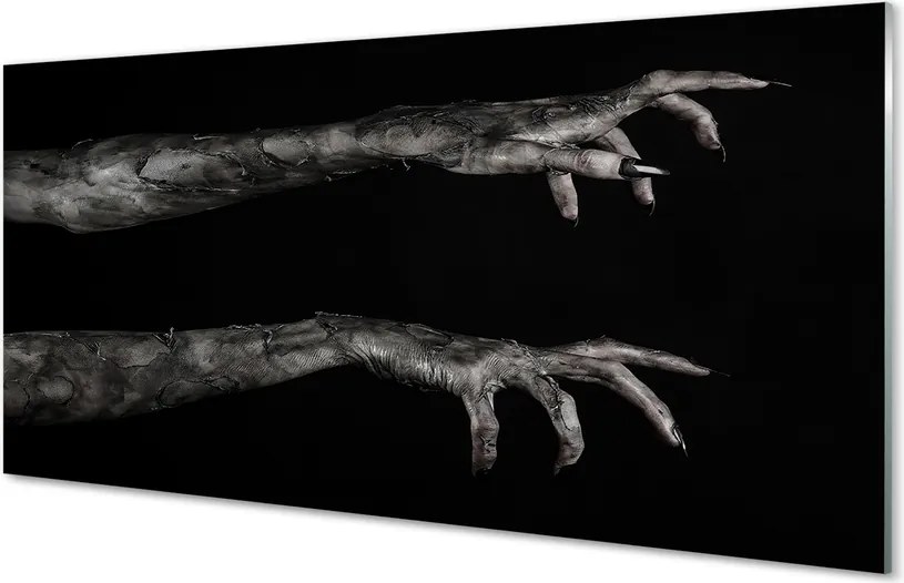 Panel szklany do Kuchni Brudne Dłonie na Czarnym Tle