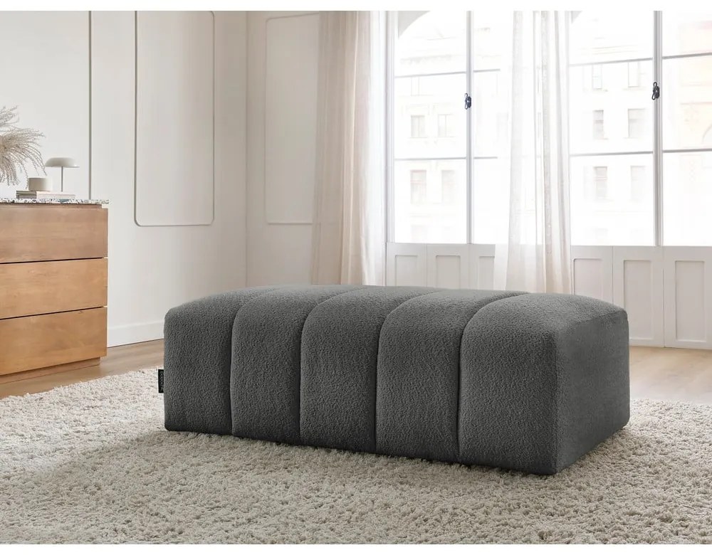 Ciemnoszary podnóżek z materiału bouclé Annecy – Bobochic Paris