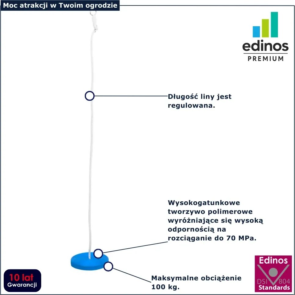 Niebieska dziecięca huśtawka ogrodowa dysk W1-B24