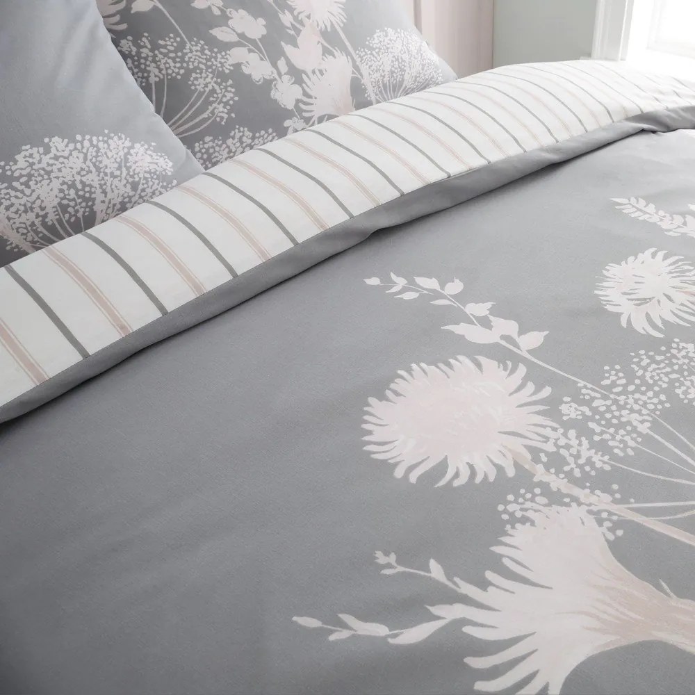 Szara pościel dwuosobowa 230x220 cm Meadowsweet Floral – Catherine Lansfield