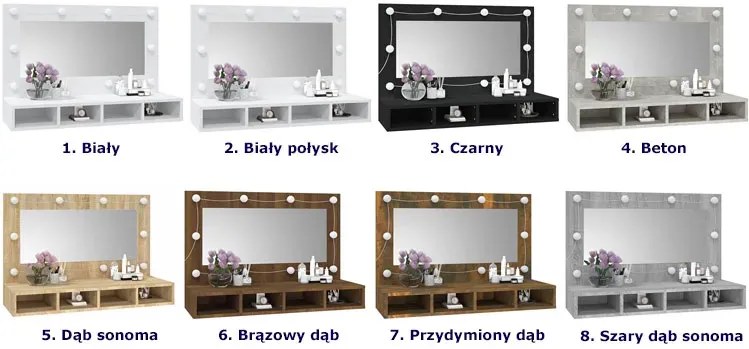Czarna nowoczesna toaletka LED na biurko - Bruni 3X