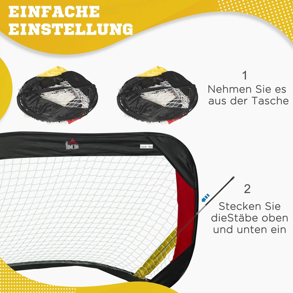 Bramki do piłki nożnej Homcom, zestaw 2 siatek do piłki nożnej, składane do ogrodu lub parku, czarne