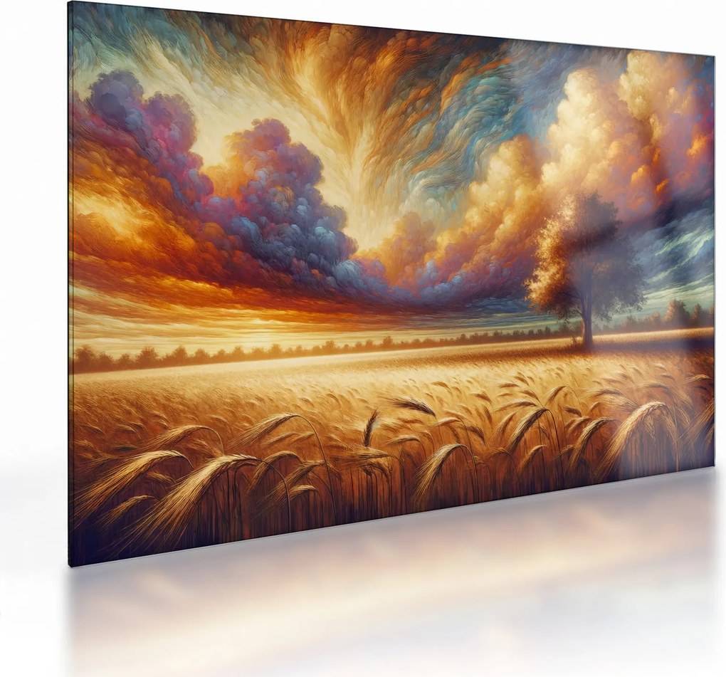 Obraz na szkle – Drzewo na polu (70x50 cm)