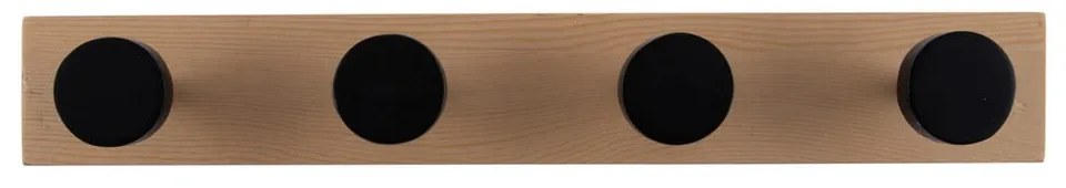 Czarny wieszak ścienny z litego drewna sosnowego Knobs – PT LIVING