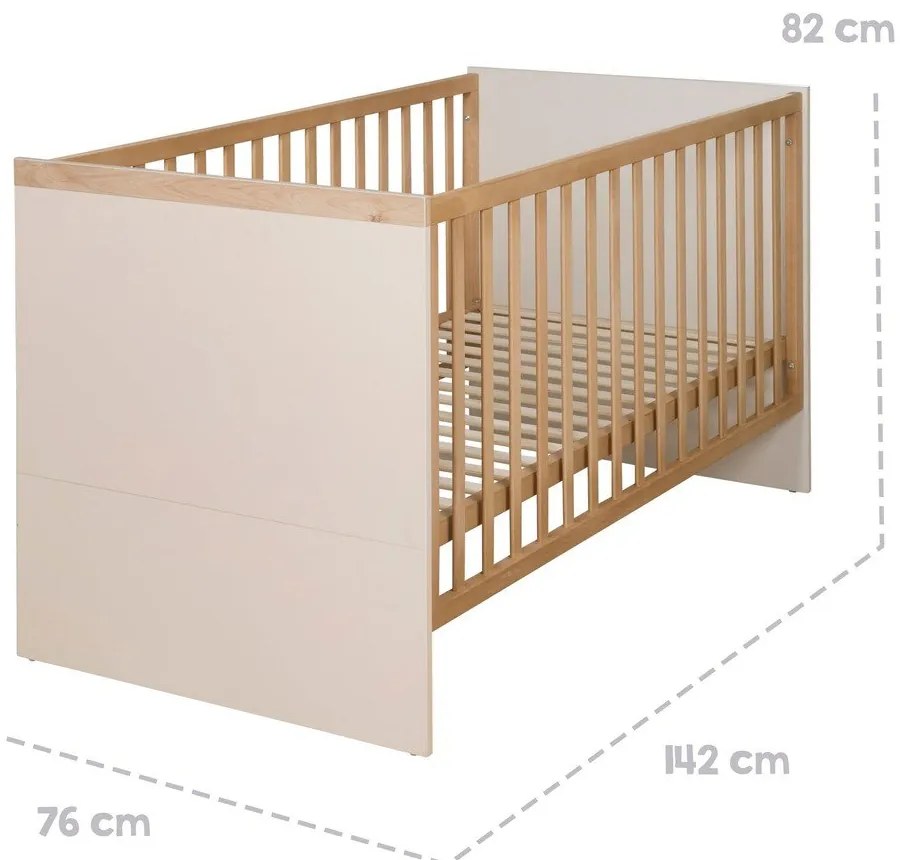 Beżowe/w naturalnym kolorze łóżeczko z regulowaną wysokością 70x140 cm Jil – Roba