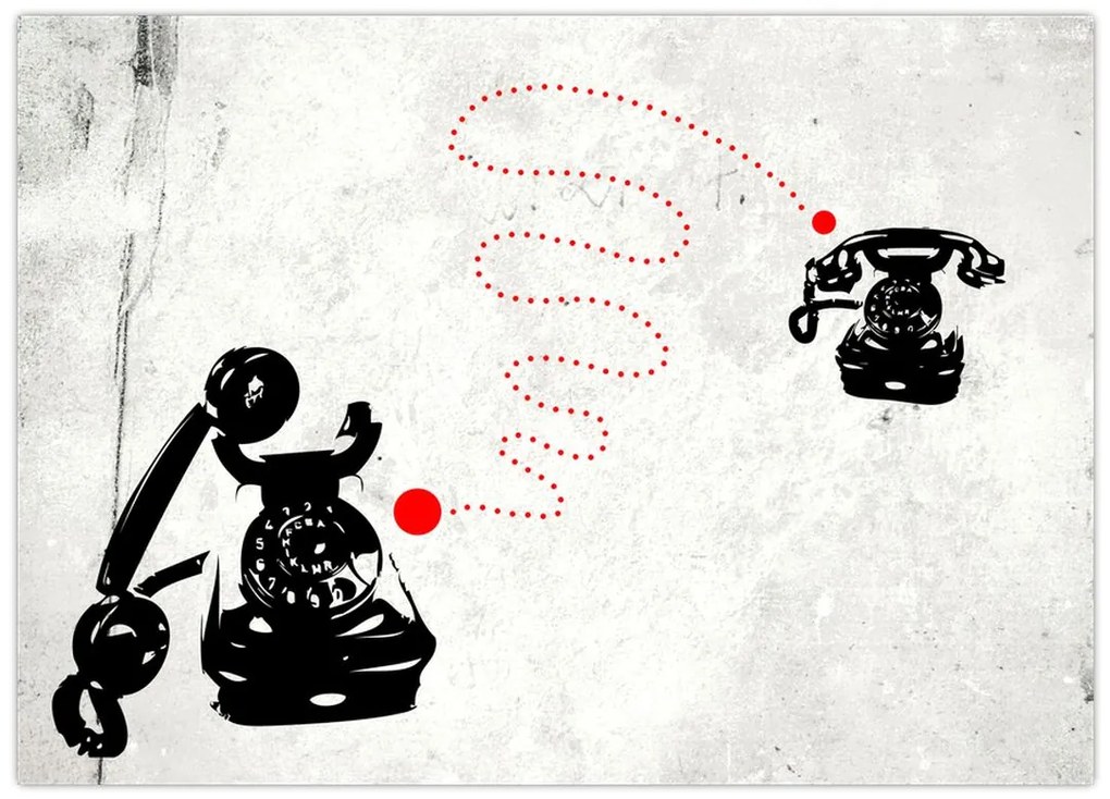 Obraz - Rysunek telefonu w stylu Banksy (70x50 cm)