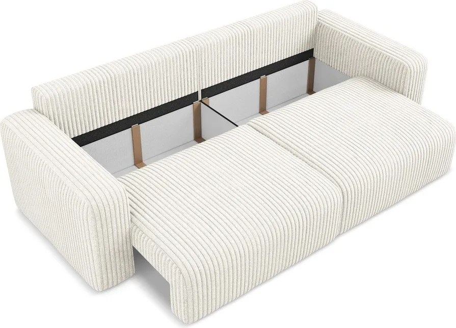 Kremowa sztruksowa rozkładana/ze schowkiem sofa 252 cm Kona – Makamii