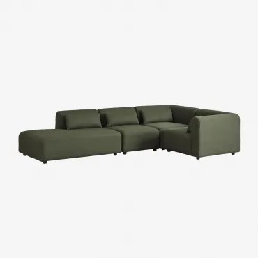 Sofa Modułowy Narożny 4-częściowy Z Lewym Szezlongiem Fogler Tkanina Baranek Boucle Żółty Curri - Sklum