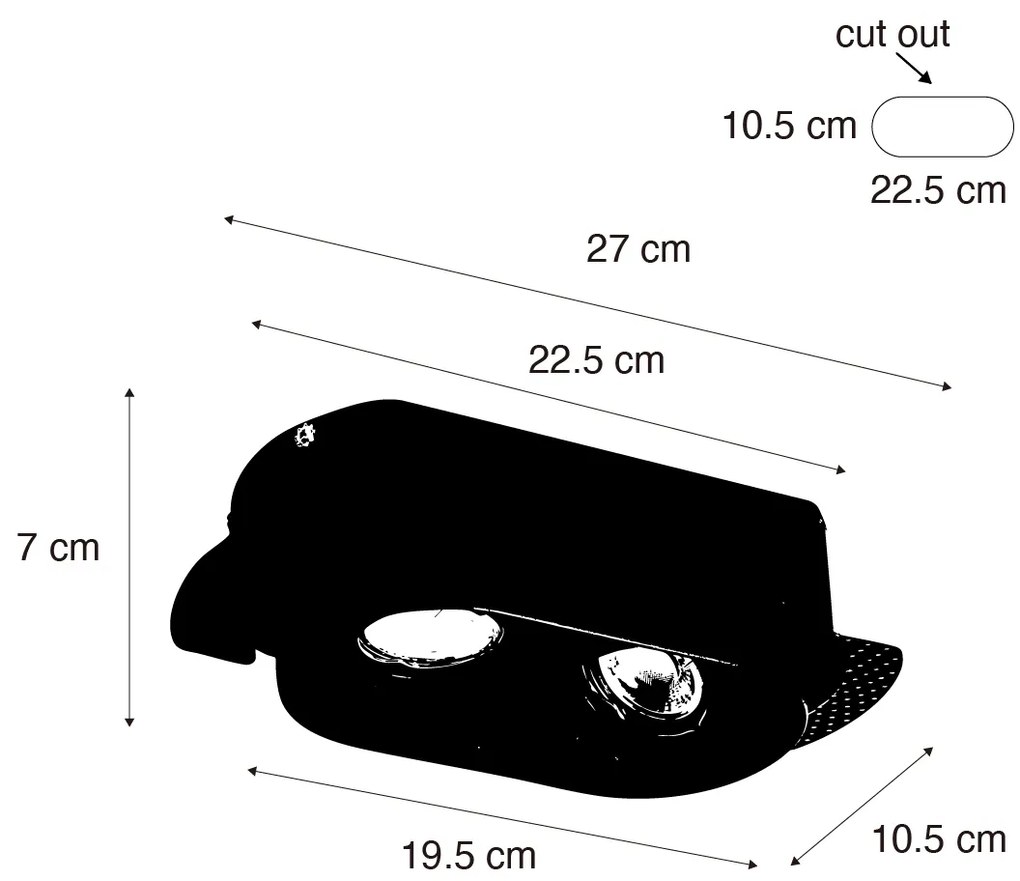 Zestaw 6 okrągłych reflektorów wpuszczanych białych GU10 70mm 2-punktowe - Hubs