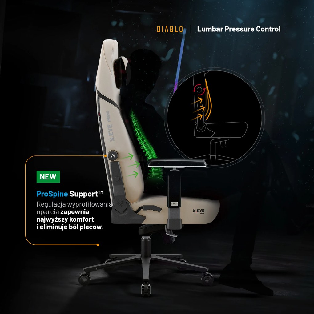 Fotel Gamingowy Diablo X.Eye Prime, Normal Size, Desert Storm