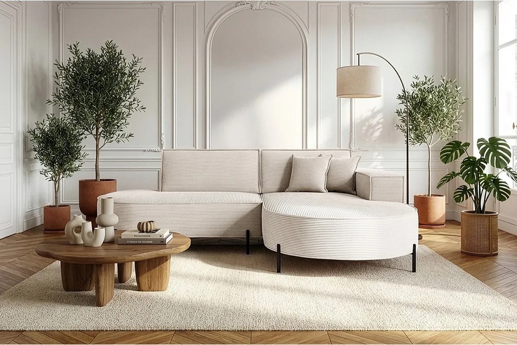 Narożnik Parma Studio Hills, tkanina Poso, prawy, kremowy (105)