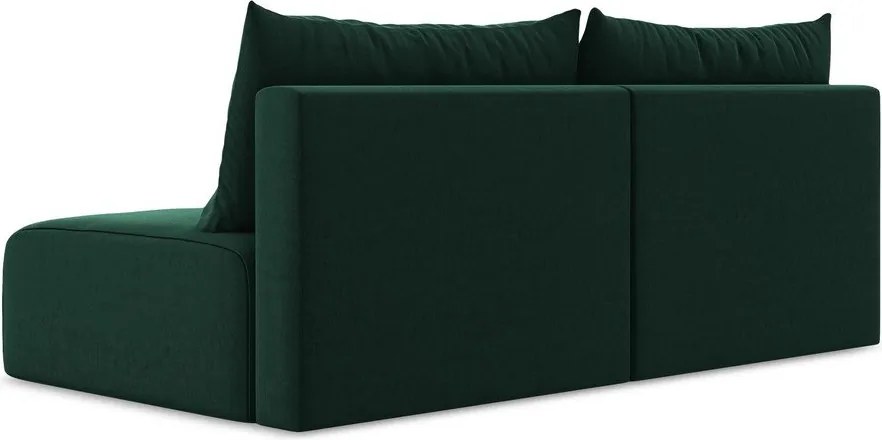 Ciemnozielona aksamitna rozkładana/ze schowkiem sofa 216 cm Kalena – Makamii