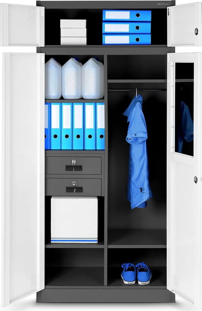 Wielokomorowa szafa socjalna Borys 90x50x185 cm antracyt/biały