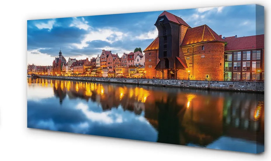 Duży obraz na płótnie Gdańskie Kamienice nad Rzeką
