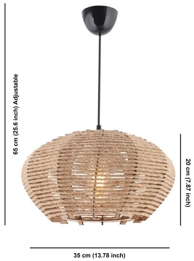 Żyrandol wiszący Jute Ellipse, kremowy