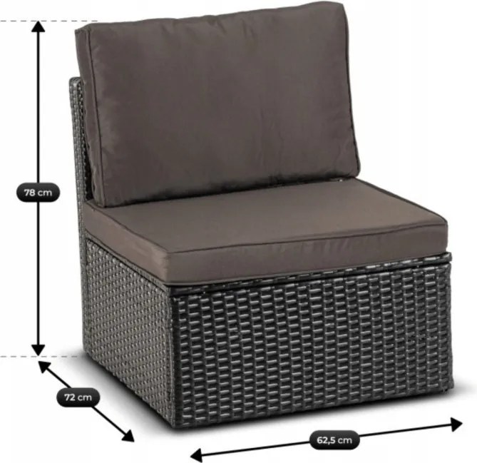 Zestaw Mebli Ogrodowych CALIENTE Modułowy Sofa 2x Fotel Stolik Tarasowy Czarny/Brązowy Technorattan Nowoczesny