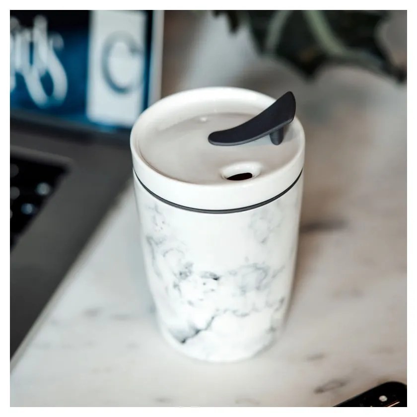 Szaro-biały porcelanowy kubek podróżny Villeroy &amp; Boch Like To Go, 290 ml