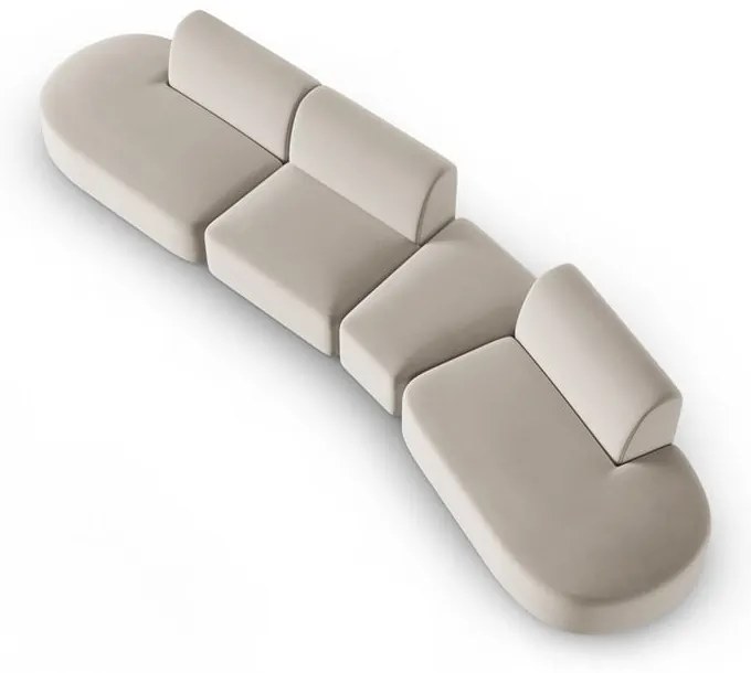 Beżowa aksamitna sofa prawostronna 428 cm Paolo – Milo Casa