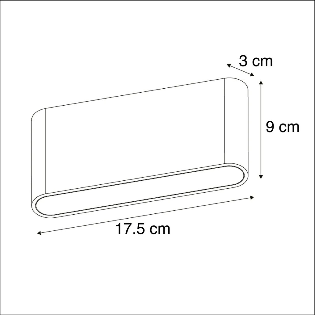 Zewnetrzna Zestaw 2 zewnętrznych kinkietów ciemnoszarych 17,5 cm z diodami LED - Batt Nowoczesny Oswietlenie zewnetrzne