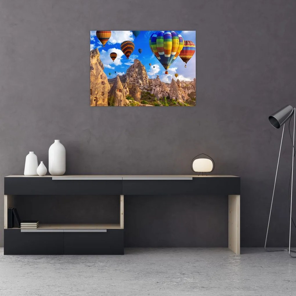Obraz - Balony na ogrzane powietrze, Kapadocja, Turcja. (70x50 cm)