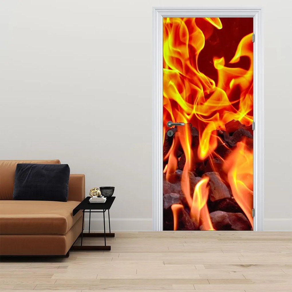 Fototapeta na drzwi - Płonące węgle (95x205cm)