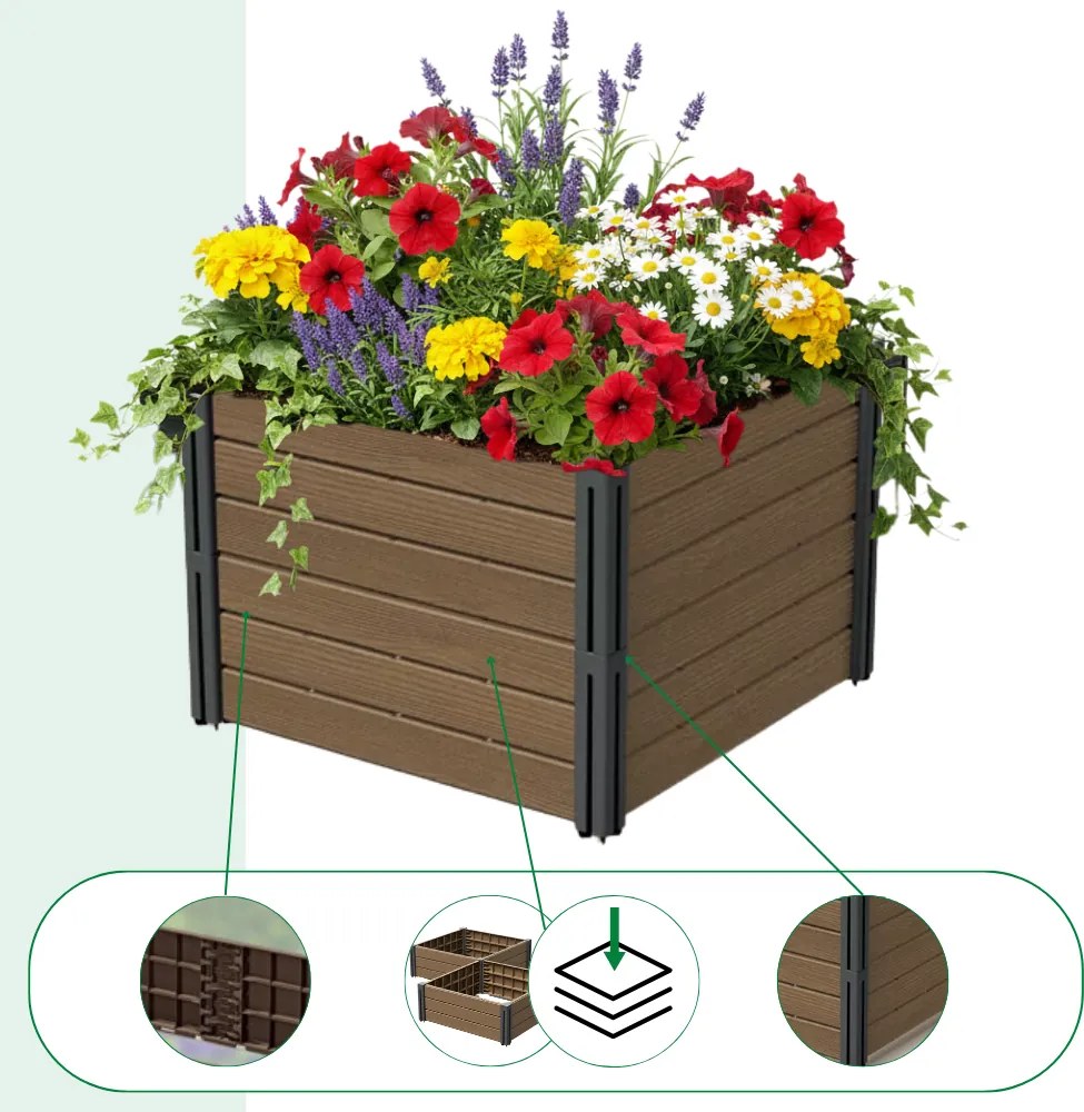 Podwyższona grządka BASE PLANT, 61x61x46cm, naturalny brązowy Prosperplast