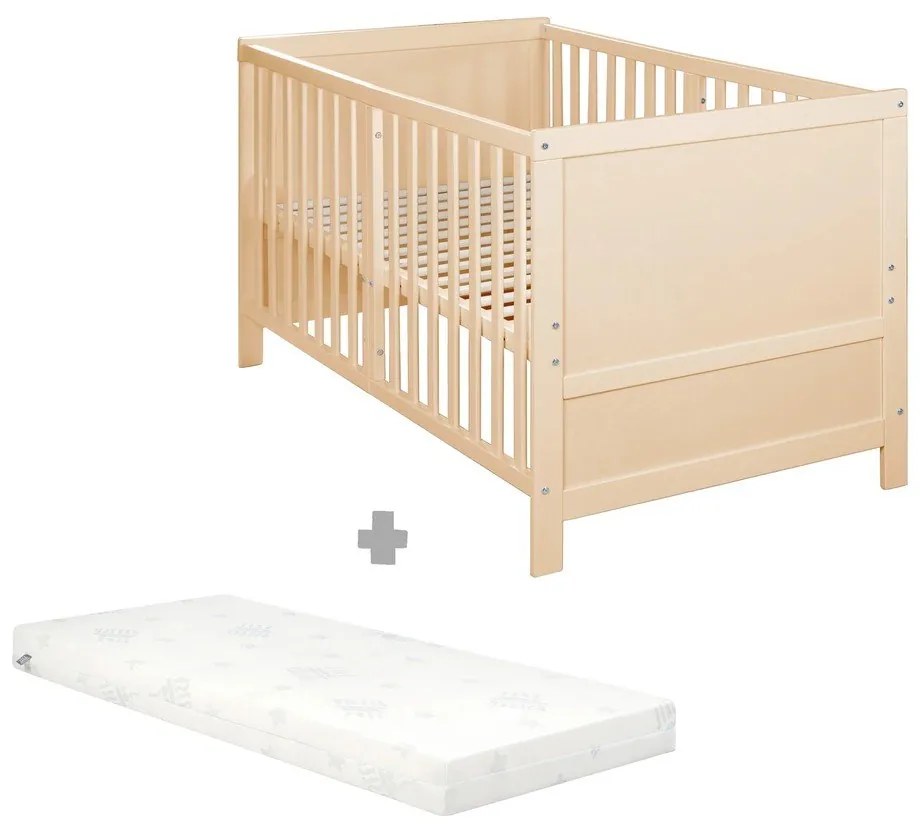 Łóżeczko z regulowaną wysokością 70x140 cm w naturalnym kolorze Easy Sleep – Roba
