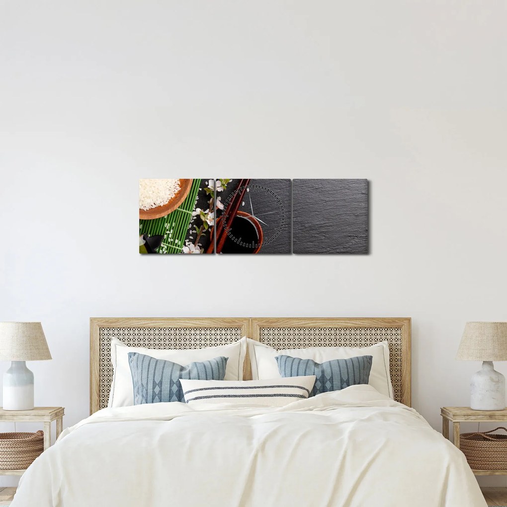 Obraz - Sushi (z zegarem) (90x30 cm)